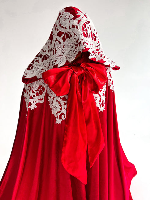 Red cape white lace
